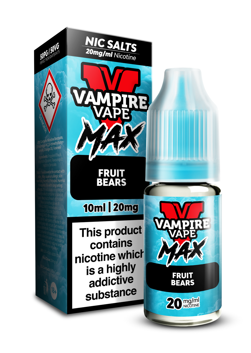 Fruit Bears VV MAX Nic Salts by Vampire Vape 10mg & 20mg MultiBuy Pa eJuicey & Wholesale Coils Fruit Bears VV MAX Nic Salts by Vampire Vape 10mg & 20mg MultiBuy Pa eJuicey & Wholesale Coils