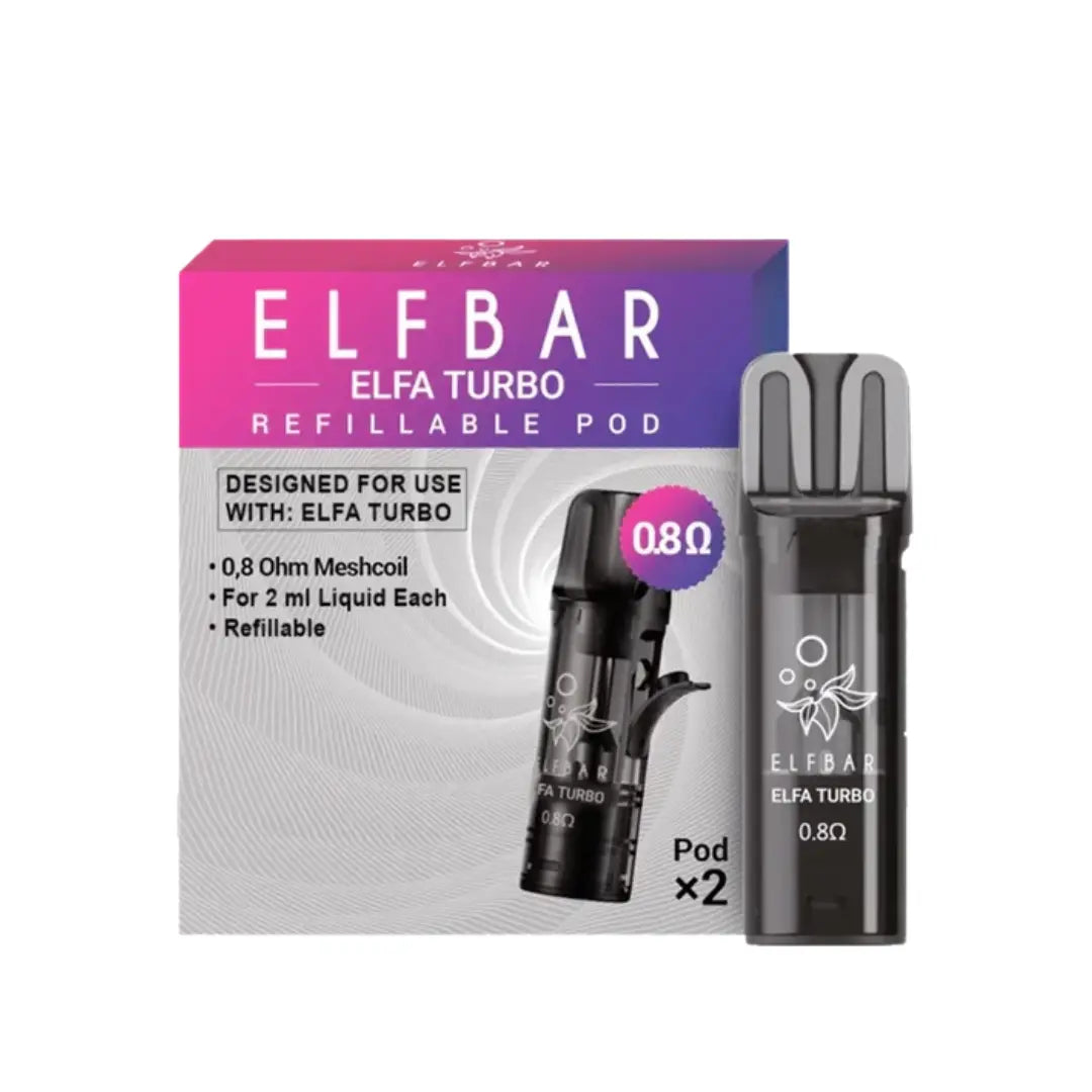 ELFA Turbo Vape Refillable Pods - 0.8 & 1.1 (2-Pack) eJuicey & Wholesale Coils ELFA Turbo Vape Refillable Pods - 0.8 & 1.1 (2-Pack) eJuicey & Wholesale Coils