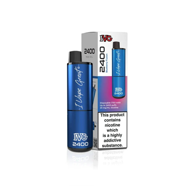 IVG BLUEBERRY FUSION 2400 RECHARGEABLE DISPOSABLE VAPE BARS (PACK OF 3)