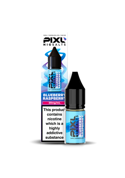 Blueberry Raspberry PIXL Nic Salt vape juice in 10mg and 20mg strengths and available in packs of 5 or 10 bottles.