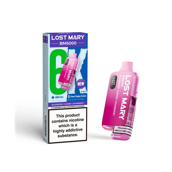 LOST MARY BM6000 BLUEBERRY CHERRY CRANBERRY 5 OR 10 PACKS