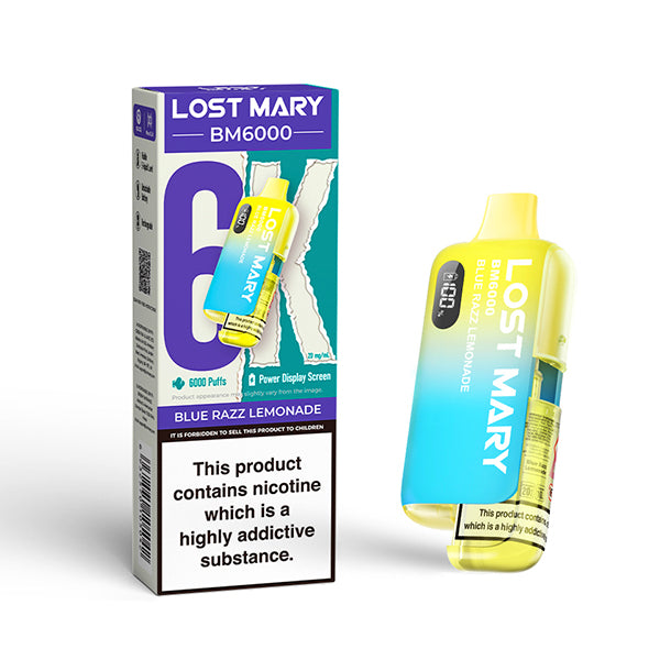 BLUE RAZZ LEMONADE LOST MARY BM6000 6K BIG PUFF 5 OR 10 PACKS