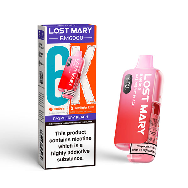 RASPBERRY PEACH LOST MARY BM6000 6K PUFFS - 5 OR 10 PACKS