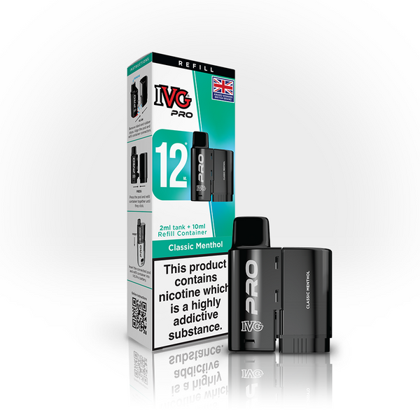 Classic Menthol IVG Pro 12 Pods 5 Pack - 0mg 10mg and 20mg variants available