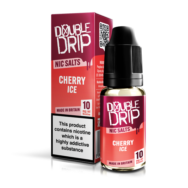 Cherry Ice Double Drip Nic Salts - Pack of 10 Bottles - 10mg or 20mg eJuicey & Wholesale Coils Cherry Ice Double Drip Nic Salts - Pack of 10 Bottles - 10mg or 20mg eJuicey & Wholesale Coils