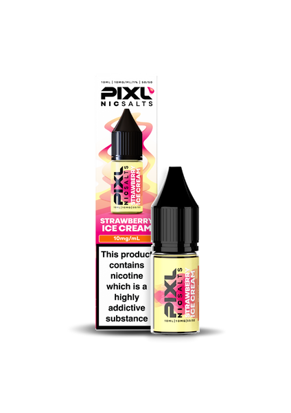 Strawberry Ice Cream PIXL Nicotine Salt liquids in 10mg and 20mg - available in 5 packs or 10 packs.