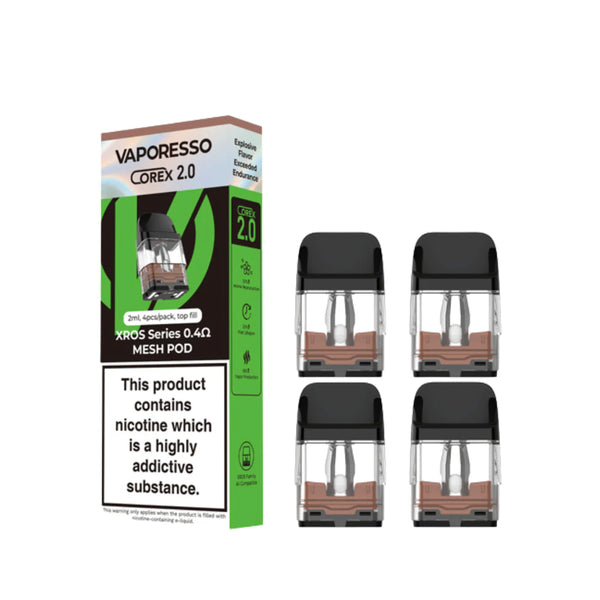 Vaporesso XROS Corex Pods 2.0 (4 Pack) - 0.4 Refillable Vape Pods eJuicey & Wholesale Coils Vaporesso XROS Corex Pods 2.0 (4 Pack) - 0.4 Refillable Vape Pods eJuicey & Wholesale Coils