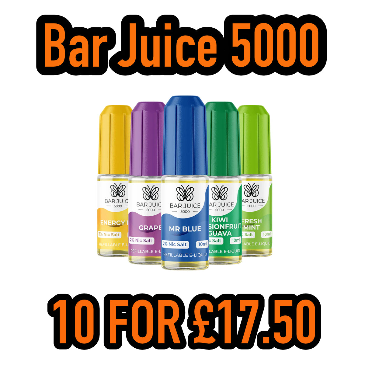 Bar Juice 5000 nic salt e-liquid 10 pack