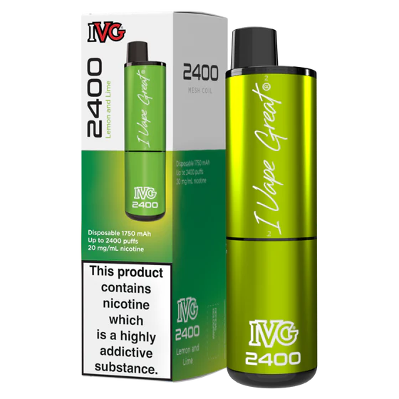 IVG 2400 LEMON AND LIME RECHARGEABLE DISPOSABLE VAPE BARS (PACK OF 3)