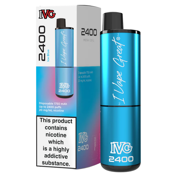 IVG 2400 ICE BLUE RECHARGEABLE DISPOSABLE VAPE BARS (PACK OF 3)