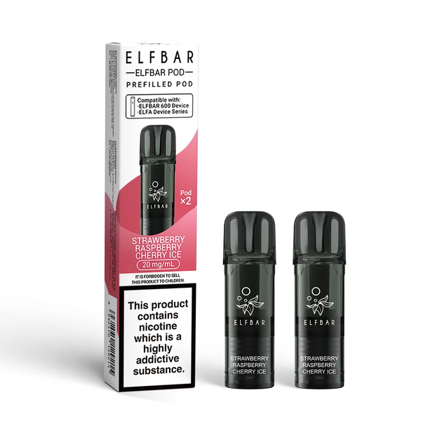 STRAWBERRY RASPBERRY CHERRY ICE PREFILLED ELF BAR PODS