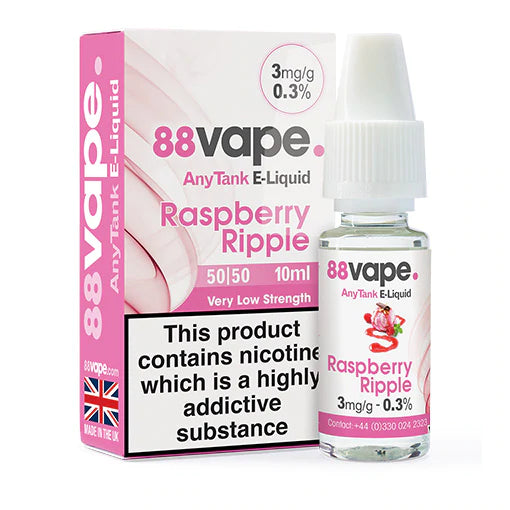 Raspberry Ripple 88 Vape E-Liquid 1mg, 3mg, 6mg, 11mg & 16mg eJuicey & Wholesale Coils Raspberry Ripple 88 Vape E-Liquid 1mg, 3mg, 6mg, 11mg & 16mg eJuicey & Wholesale Coils