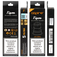 ASPIRE TIGON COILS, 0.4Ω DL, 0.7Ω MESH, 1.2Ω MTL (5 pk)